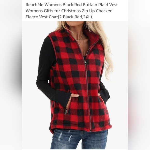 Red and Black Fleece Vest - Picture 1 of 3